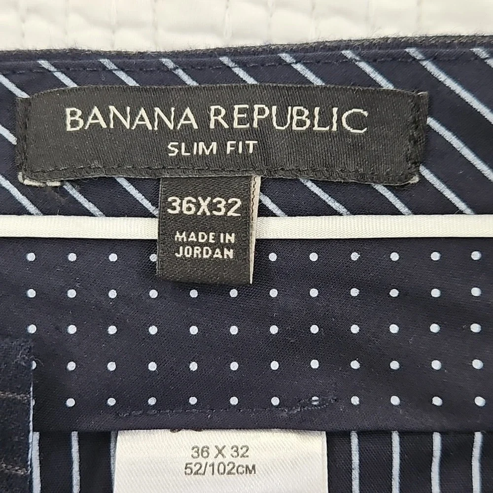 Banana Republic Dress‎ Pants Men's 36x32 Navy Blue Chalk Stripe Slim Fit Luxe